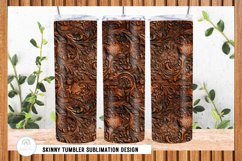 Tooled Leather Tumbler Sublimation Design 20 oz Tumbler Wrap Product Image 4
