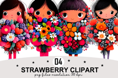 Strawberry girl Clipart PNG Watercolor PNG Product Image 1