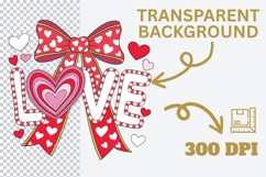 Valentine LOVE Bow Sublimation PNG Product Image 3