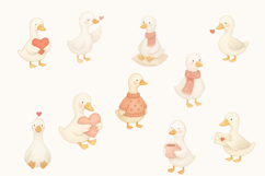 Lovely Goose Watercolor Clipart Set Cute Valentine Goose PNG Product Image 4