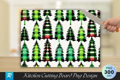 Plaid and Christmas Tree Bamboo Cutting Board PNG Design Product Image 1