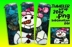Winter Snowman Tumbler Wrap 3D Stained Glass Product Image 1