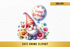 watercolor cute gnome clipart, birthday gnome sublimation Product Image 1