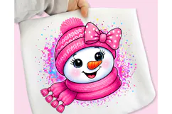 Pink Snowman PNG, Splatter Snowman PNG, Christmas PNG Product Image 6