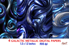 Dark blue digital paper, Iridescent digital paper, waves Product Image 1
