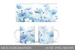 Flowers Mug Wrap Sublimation. Wildflowers Mug Design Product Image 1
