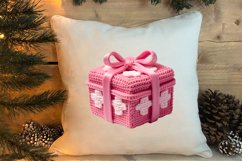 Pink Christmas Crochet Clipart, Christmas PNG Product Image 4