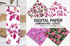 Fuchsia Flowers Pattern Digital Paper- Flowers Background Product Image 1