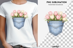 Denim pocket flowers png design for T-shirts Product Image 4