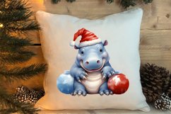 Cute Christmas Hippo Sublimation Clipart, Christmas Clipart Product Image 4