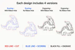 Christmas Dino Ornament Laser Scoring Engraving Glowforge Product Image 2