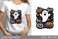 Cute Ghost Sublimation. Cute Ghost T-Shirt Sublimation Product Image 1