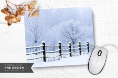 Snowy Path with Glowing Lanterns Mouse Pad PNG Product Image 1