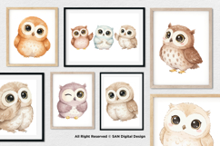 15 Bundle Watercolor Cute Owl Bird Animal Flying Smart Kids Product Image 4