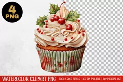 Christmas Cupcake Clipart PNG | Graphics| Christmas Ornament Product Image 1