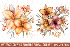 Watercolor Wild Flowers Floral Clipart, Watercolor Clipart Product Image 1