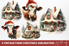 Vintage Farm Christmas Sublimation Clipart Product Image 1