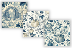 Navy Blue Pumpkin Patch Toile Paper, Seamless Watercolor Product Image 4