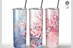 Pink blossoms watercolor 20 oz Tumbler Wrap Sublimation Product Image 1