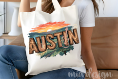 Austin Texas PNG, Vintage Longhorn City Skyline Sublimation Product Image 5