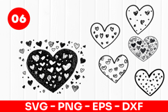 Cute Heart Love Doodle Pattern SVG PNG Product Image 1