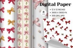 Bow Ribbon Background Bow Digital Paper Pattern Wallpaper_13 Product Image 1