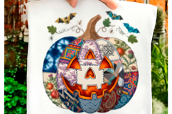 Patchwork Pumpkin Jack O Lantern PNG Product Image 1