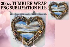 Serene Summer Landscape Tumbler Sublimation - 3D Heart Frame Product Image 1