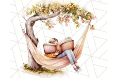 Cozy Book Lover Clipart PNG, Aesthetic Reading Graphics Product Image 4