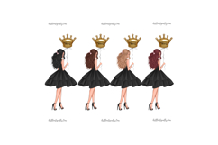 Birthday Girl Clipart Black Dress | Fashion Woman Champagne Product Image 3