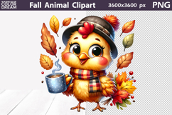 Fall Coffee Animals Clipart | Autumn Cow Chicken Horse PNG Product Image 9