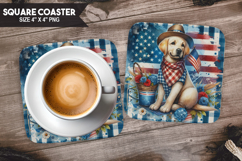 Cute Dog, Holiday Themes, Buffalo Plaid Square Coaster PNG Product Image 1