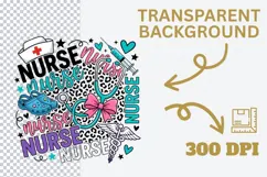 Nurse Nurse Nurse PNG Leopard Print, Cute Nurse Collage Subl Product Image 4