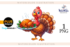 Christmas Turkey: Festive Watercolor Charm Product Image 1