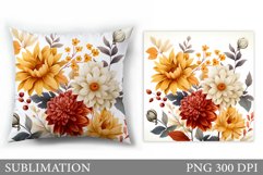 Flowers Sublimation. Flowers Pillow Sublimation Product Image 1