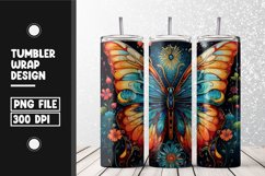 Floral Butterfly Tumbler Wrap | Sublimation | 20 oz Skinny Product Image 1