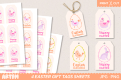 Cute Easter Gift Tags | Easter Chicken Bunny in Eggs PNG Product Image 1