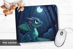 Vibrant Dragon in a Moonlit Forest Mouse Pad PNG Design Product Image 1