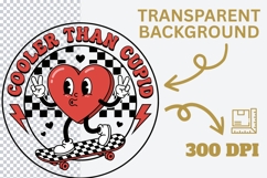 Cooler Than Cupid PNG - Retro Skater Heart Sublimation Product Image 4