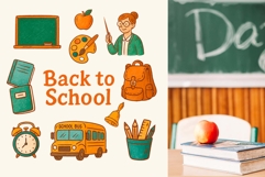 Back to School Clipart and Stickers. School Supplies Product Image 2