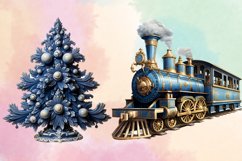 Vintage Blue Christmas Clipart Bundle, Christmas PNG Product Image 5