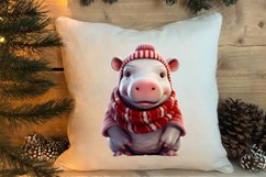 Cute Christmas Hippo Sublimation Clipart, Christmas Clipart Product Image 4