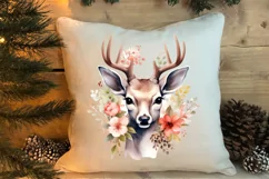 Watercolor Christmas Deer Head Clipart Sublimation Product Image 4