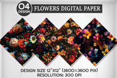 Flowers Seamless Digital Paper, Flowers Background Product Image 1