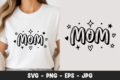 Mom Word Cute Stars Typography SVG PNG Product Image 1