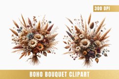 Watercolor boho bouquet clipart, Boho Flowers Bundle Product Image 5