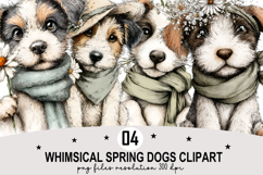 Whimsical Spring Dogs Clipart Watercolor PNG Product Image 1