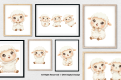 15 Bundle Watercolor Chibi Sheep Cute Farm Baby Lamb Kids Product Image 4