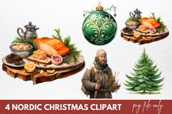 Watercolor Nordic Christmas Clipart Sublimation Product Image 1
