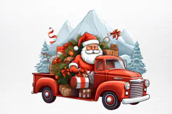 Christmas Truck Sublimation Clipart PNG Product Image 4